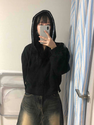 Color Block Check Avant-Gear Zip-Up Hoodie