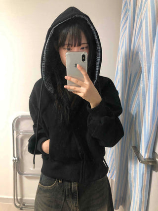 Color Block Check Avant-Gear Zip-Up Hoodie