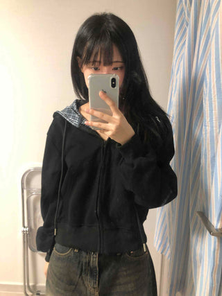 Color Block Check Avant-Gear Zip-Up Hoodie