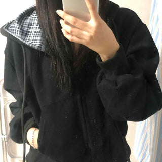 Color Block Check Avant-Gear Zip-Up Hoodie
