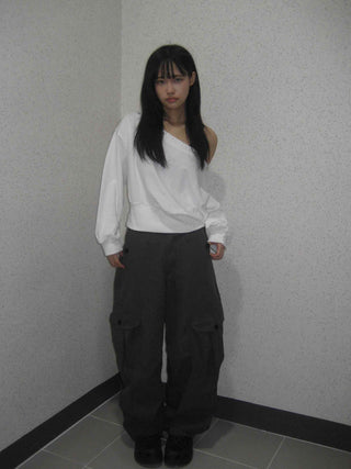 Vintage Cargo Button Wide Long Pants