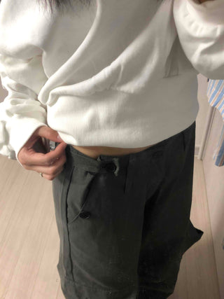 Vintage Cargo Button Wide Long Pants
