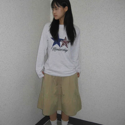Newtro Star Patch Lettering Long Sleeve T-shirt