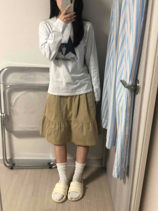 Newtro Star Patch Lettering Long Sleeve T-shirt