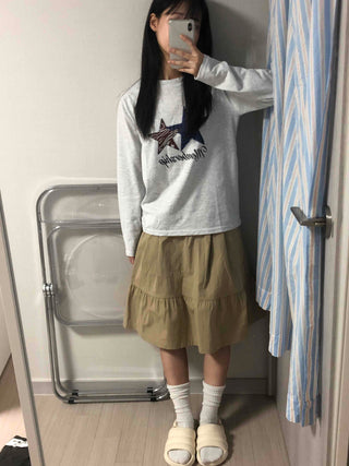 Newtro Star Patch Lettering Long Sleeve T-shirt