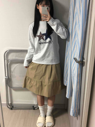 Newtro Star Patch Lettering Long Sleeve T-shirt