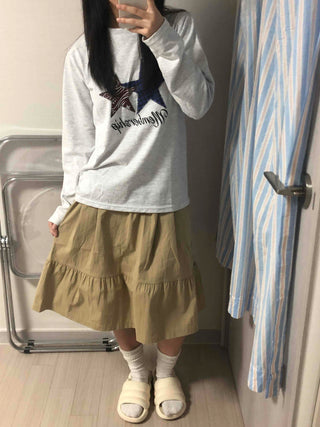 Newtro Star Patch Lettering Long Sleeve T-shirt