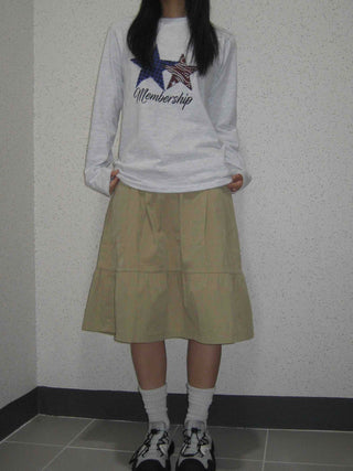 Newtro Star Patch Lettering Long Sleeve T-shirt