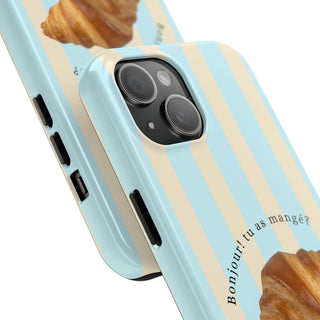 Blue Striped Croissant iPhone Case