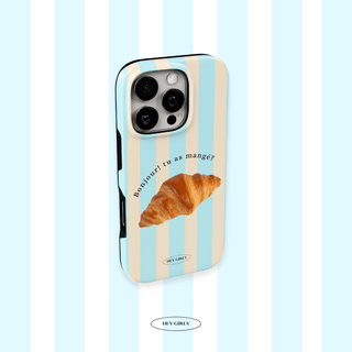 Blue Striped Croissant iPhone Case