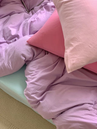 Pastel Pink Cotton Duvet Cover Set