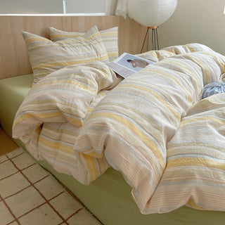 Pastel Yellow Striped Duvet Cover Set