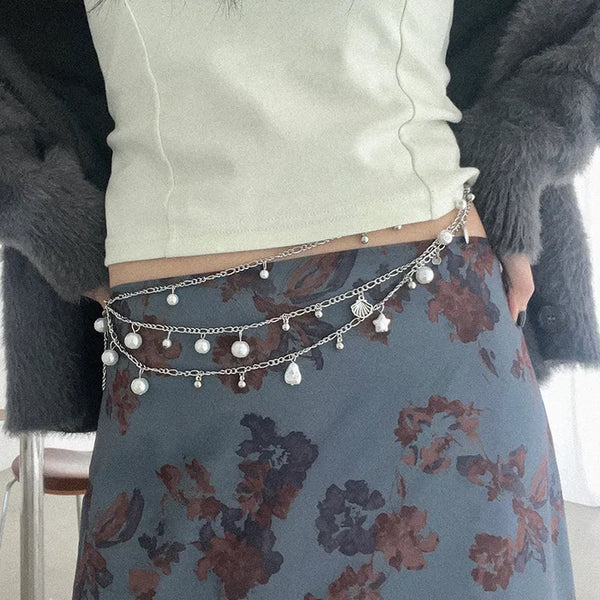 Pearl bead chain belt