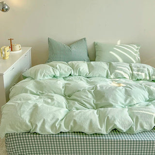 Cozy Pink Plaid Bedding Set