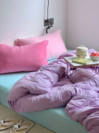 Pastel Pink Cotton Duvet Cover Set