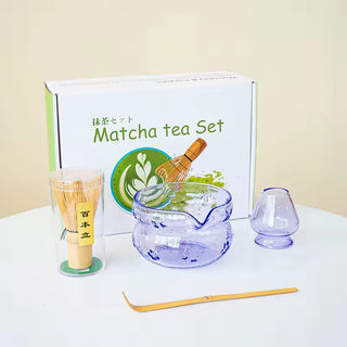 Pink and Purple Glass Matcha Set