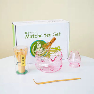 Pink and Purple Glass Matcha Set