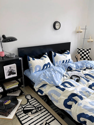 Korean Pink Letter Bedding Set