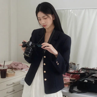Gold button tweed jacket