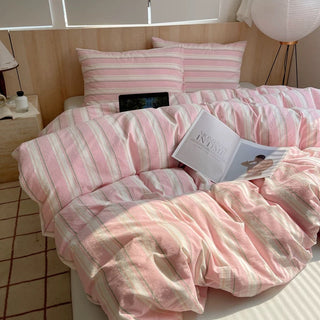 Coquette Pink Striped Duvet Cover Set