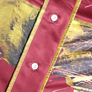 Long sleeve v neck button stitch print maxi skirt set