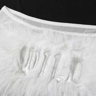 Long sleeve off shoulder feather letter embroidery top