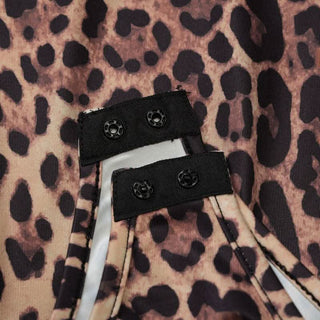 Leopard print deep V neck long sleeve button bodysuit