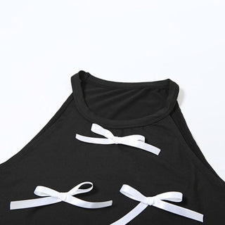 Crewneck bowknot applique contrast top