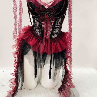 Sweetheart neck bowknot lace hem beaded mesh mini dress