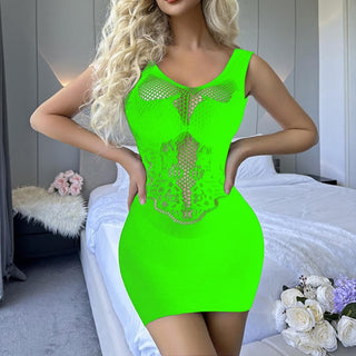 U neck cross back net mini dress