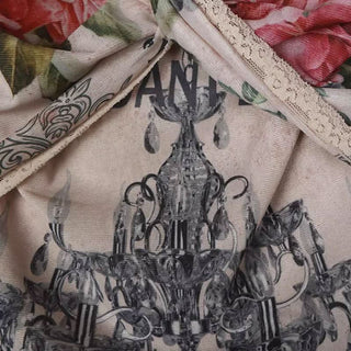 Off shoulder lace hem knotted flower print top