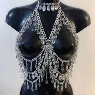 Crystal pendant metal chain hollow out cut out top