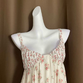 Flower print adjustable o ring zip-up cami mini dress