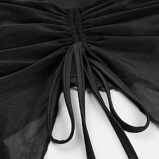 Mesh long sleeve v neck leopard print ruched top