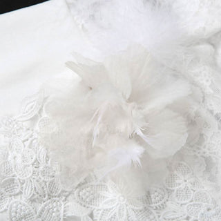 Long flared sleeve off shoulder feather lace midi dress