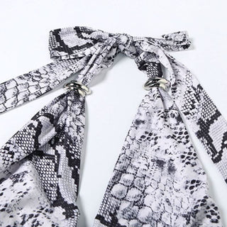 Halter self tie cowl neck print mini skirt set