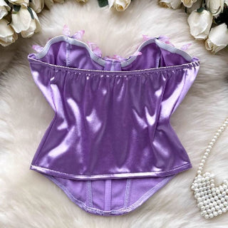 Sweetheart neck butterfly applique backless tube top