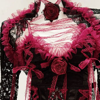 Ruffle long sleeve flower applique ruched mini dress