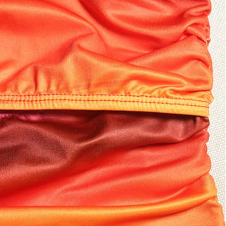 Ruched gradient striped hollow out slit maxi skirt set