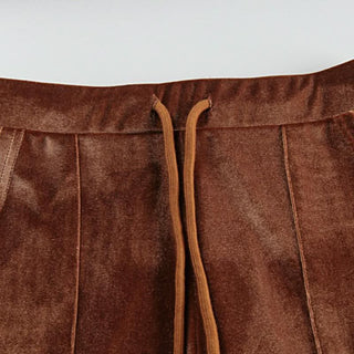 Hoodie zip-up drawstring long sleeve velvet pant set