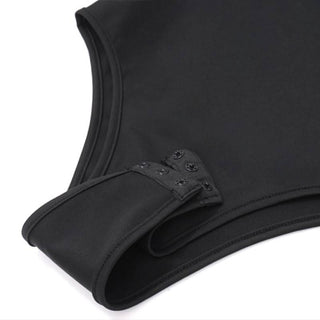 Long sleeve halter self tie v neck button bodysuit