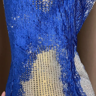 U neck beaded contrast zip-up cami maxi dress