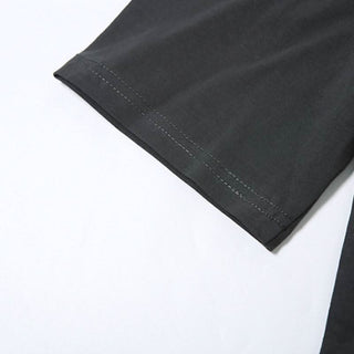 Irregular short sleeve hollow out letter print cut out top