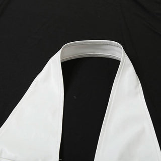 Halter lace hem PU leather 2 piece ruched top