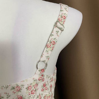 Flower print adjustable o ring zip-up cami mini dress