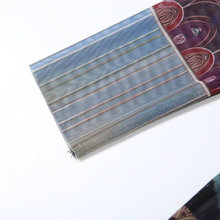 Long sleeve mesh hollow out print see through cut out maxi dress