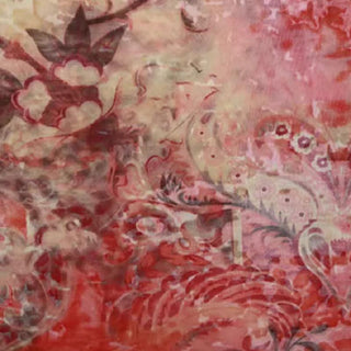 High neck long sleeve print ruffle contrast top