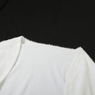 Long sleeve fluffy lace solid 2 piece coat top