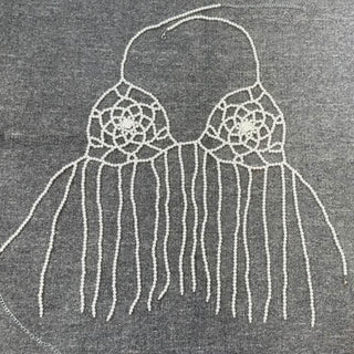 Halter tassels flower pattern beaded hollow out cut out top