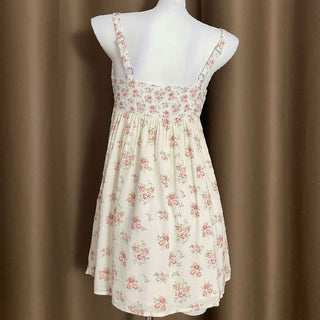 Flower print adjustable o ring zip-up cami mini dress